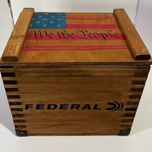 Wooden Box with American Flag Design